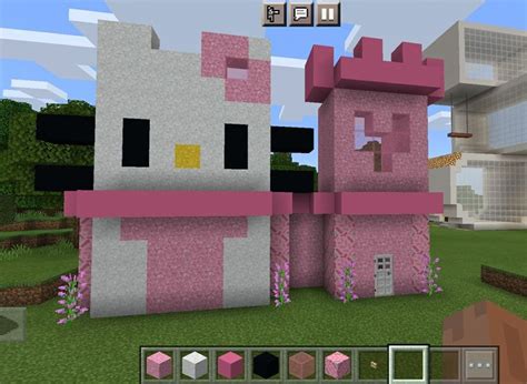 a pink hello kitty house in minecraft