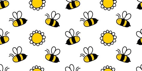 Pequeña abeja linda y flor dibujada a mano fondo transparente Vector