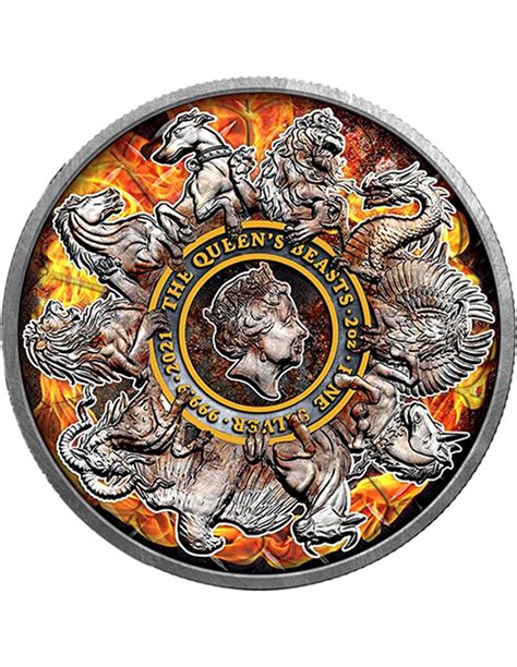 Burning Queen Beasts Completer Oz Silver Coin United Kingdom