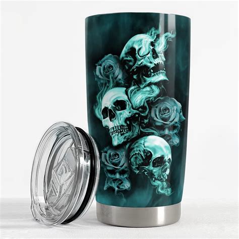 Sandjest Vaso De Calavera Personalizado Con Dise O De Rosas Y Calaveras