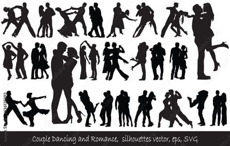 Couple Dance Silhouettes Vector Eps Svg Stock Vector Adobe Stock