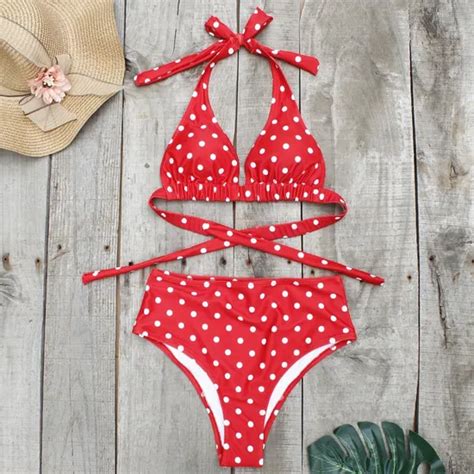 Womens Polka Dot Spaghetti Strap Bralette Bikini Set Two Piece Swimsuit Swimsuit And Swim