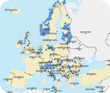 Nitrate concentration of lakes of Europe