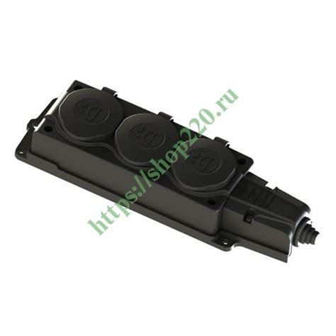 Колодка MultiSet 3x2К+З 16А каучуковая IP44 черная Systeme Electric ...