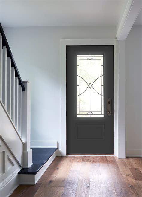 Black Fiberglass Entry Door With Glass Glass Designs