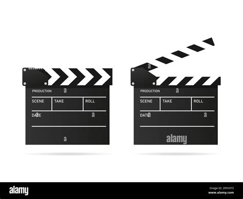 Clapperboard On White Background Open And Closed Clapperboard Vector