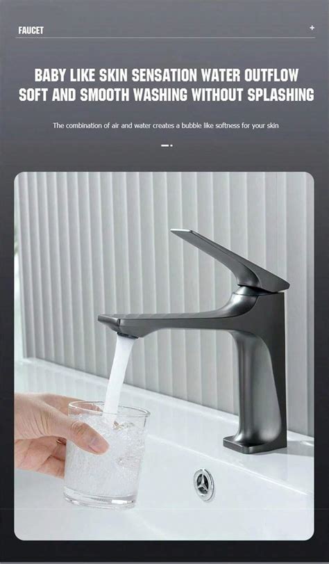 Gun Gray Wash Basin Faucet For Hot And Cold Water Copper Material Household Bathroom Sink