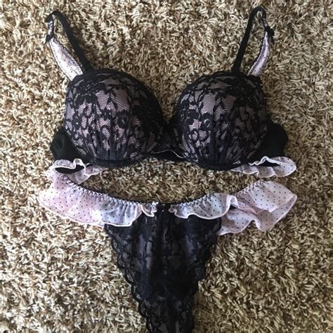 Sophie B Intimates Sleepwear Sophie B Blush Pink And Black Lace Bra And Bikini Poshmark