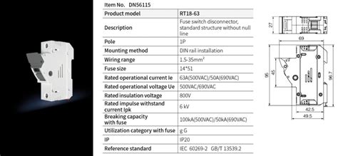 Grl Din Rail Fuse Holder Rt18x 63 With Led Indicator Fuse Size 1451