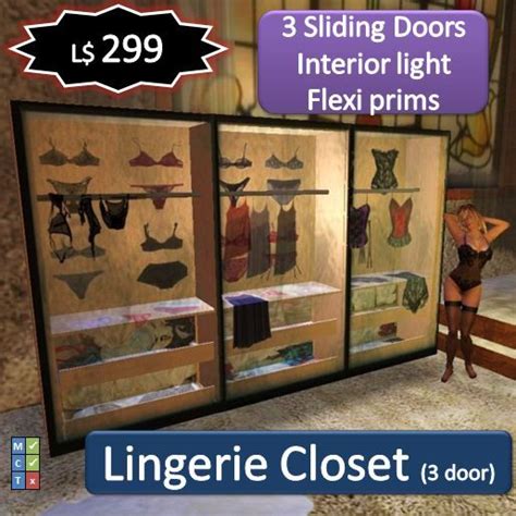 Second Life Marketplace Wardrobe Lingerie Closet 3 Sliding Doors