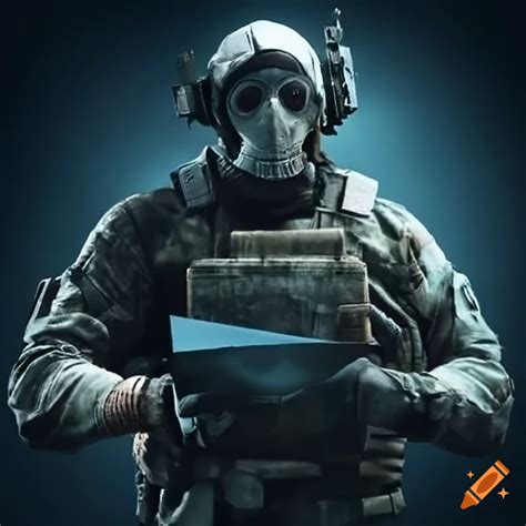 Call Of Duty Ghost Character Holding A Paper On Craiyon