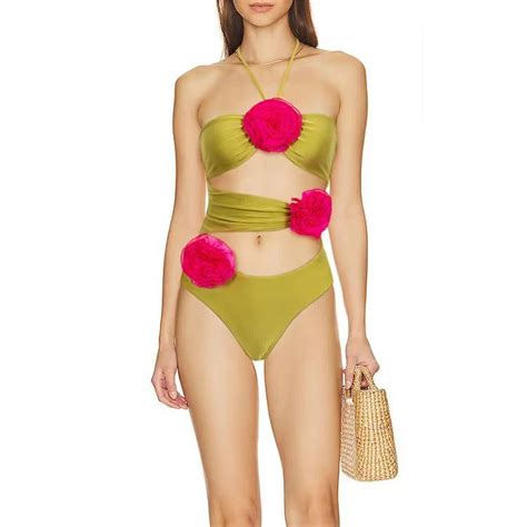 New Style Bikini 3D Floral Embellished Cutout Triangle Womens Swimsuit Hangzhou Sunra Fashion