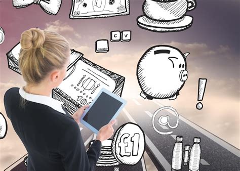 Premium Photo Composite Image Of Blonde Businesswoman Holding Tablet