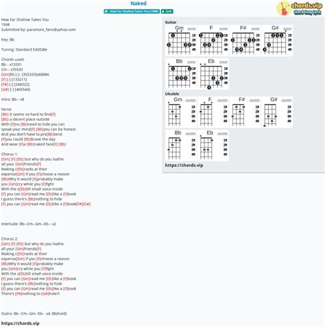 Chord Naked Tab Song Lyric Sheet Guitar Ukulele Chords Vip