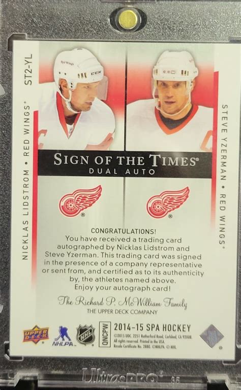 Sp Authentic Sign Of The Times Dual Auto Steve Yzerman Nicklas