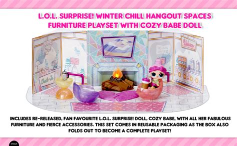 Amazon L O L Surprise Winter Chill Hangout Spaces Furniture Playset With Cozy Babe Doll