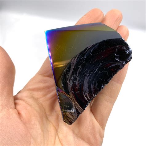 Large Black Obsidian Rainbow Titanium Aura Cut Base Points Wholesale