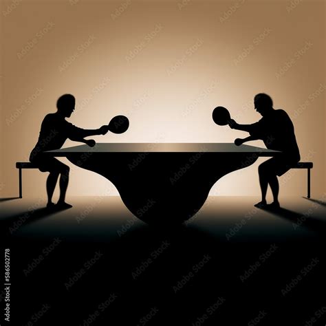 ping pong, ping, pong, silhouette, vector, people, couple, table ...