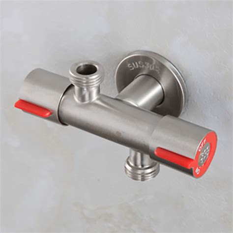 Stainless Steel One In Two Outlet Hot And Cold Water Three Way Angle Valve Double Switch Double