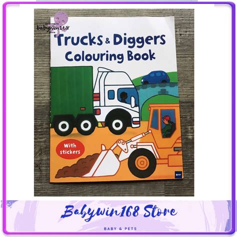 Coloring Book Trucks And Diggers Colouring With Sticker Shopee Malaysia