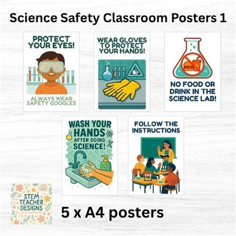 science safety poster set  classrooms   printable posters lab