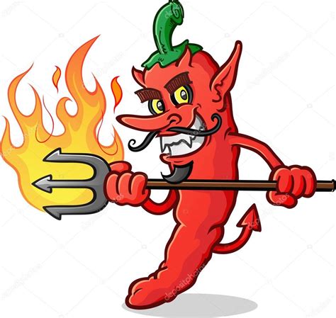 Hot Chili Pepper Devil Cartoon Character Stab Stock Vector Aoshlick