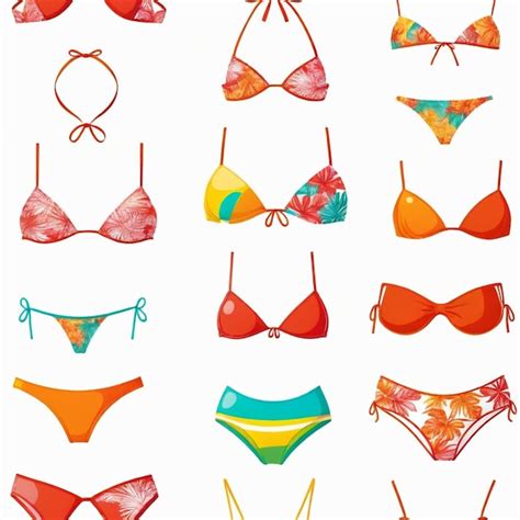 Bikini Vector Set White Background Isolated A High Quality Premium Ai Generated Vector