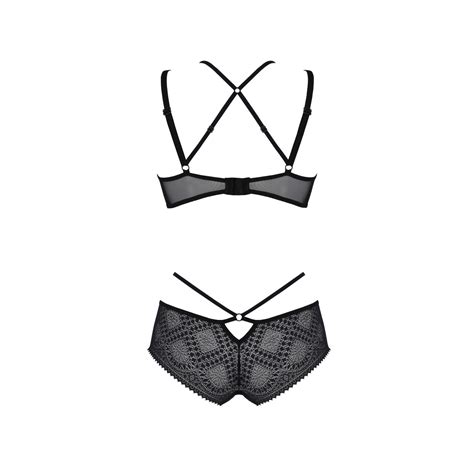 Elegantes Teiliges Bh Set Mit Kreuzenden Tr Gern Schwarz Dessous Sets Club Hot Fashion