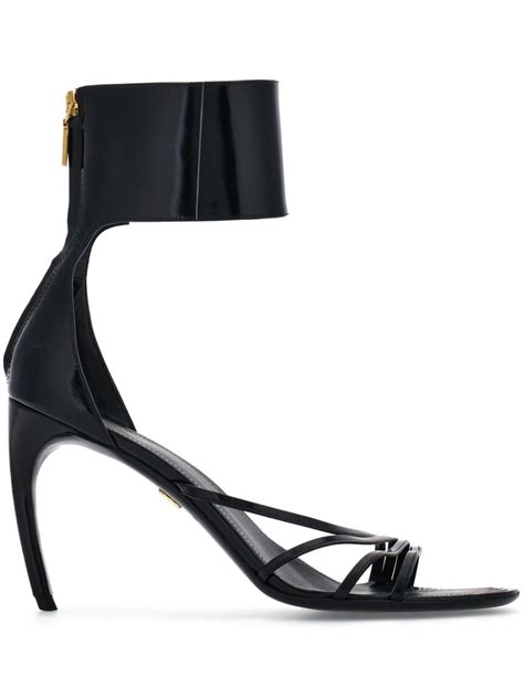 Ferragamo Curved Heel Sandals Black Farfetch Uk