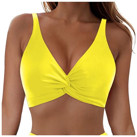 GEWSEY Women Bikini Top 2025 Full Coverage Bathing Suit Top Push Up Swimsuit Tops Large Bust