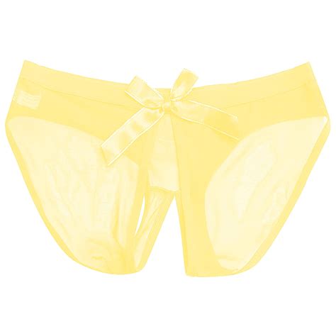 Yydgh Women S Sheer Mesh Panties Open Sexy Hipster Lingerie Underwear Underpant Yellow Walmart
