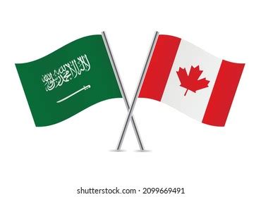 Saudi Arabia Canada Crossed Flags Saudi Stock Vector Royalty Free