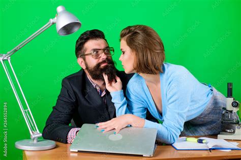 Flirting For Best Mark Mature Teacher And Attractive Female Banned Relations Concept Private