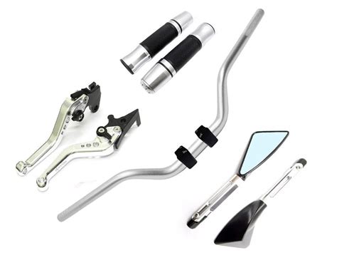 Kit Guidão Naked Manopla Fechada Jupiter Retrovisor TM Manete Mt Stark Race Manopla para