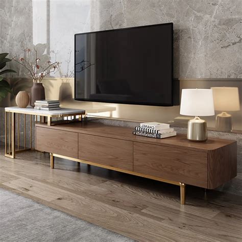 Odin Walnut Tv Stand Cabinet With Drawers Povison