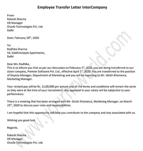 Lateral Transfer Request Letter 44 Free Transfer Letter Templates Pdf