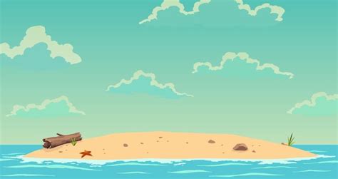 Premium Vector Robinson Crusoe Island Desert Island In Ocean Sunny