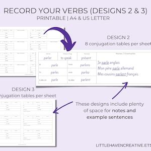 French Verb Practice Landscape Horizontal Verb Study And Practice Pack