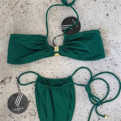 Sommer Swim Emerald Xena Halter Bikini Top And Naomi Depop