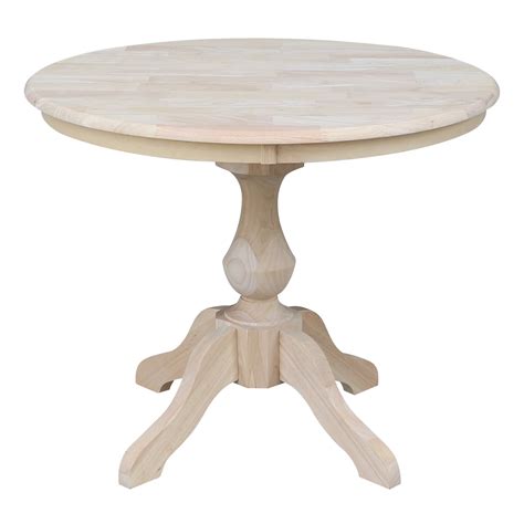 36" Round Top Pedestal Dining Table - Unfinished - Walmart.com ...