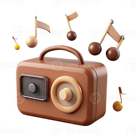 Retro Radio With Music Notes 52562060 Png