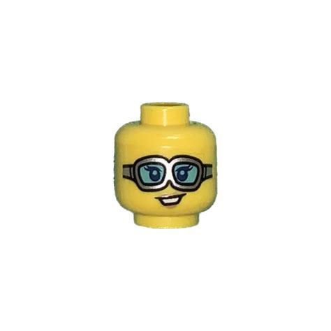 Lego Yellow Wildlife Photographer Minifigure Head Recessed Solid Stud