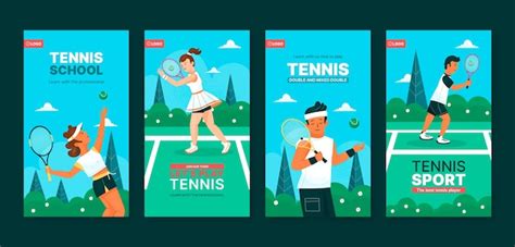 Premium Vector Tennis Game Instagram Stories Collection