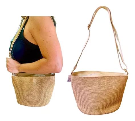 Bolsa Feminina De Praia Transversal Sint Tica Bege Escuro