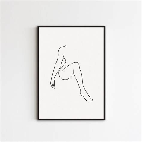 Female Figure Print Body Line Art Abstract Naked Woman Etsy