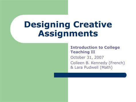 Ppt Designing Creative Assignments Powerpoint Presentation Free Download Id 1222224