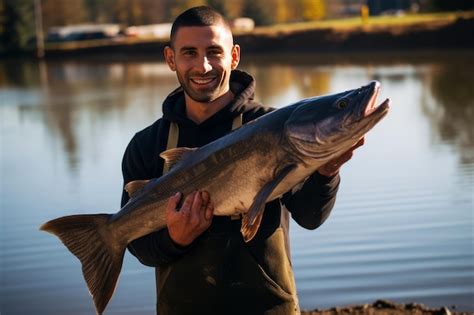 Premium Photo The Expert Male Fish Farm Owner Proudly Handles
