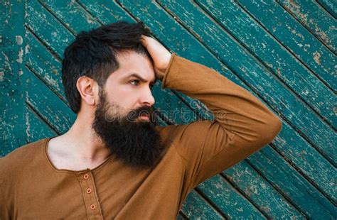 Bearded Man With Beard Bearded Gay Barbershop Concept Mustache Men Stock Image Image Of