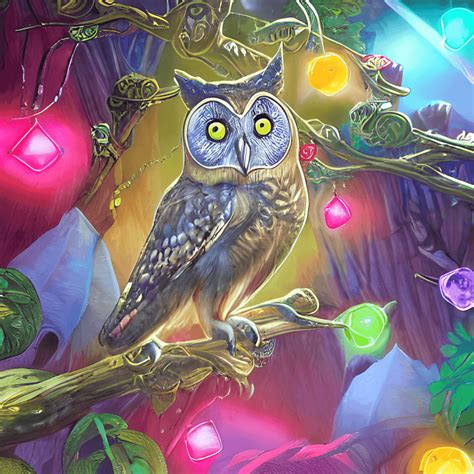 Mystical Owl With Gems Graphic · Creative Fabrica