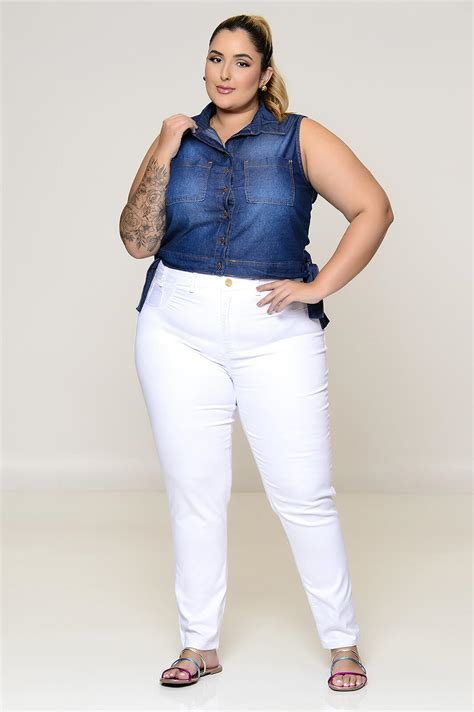 Cal A Plus Size Skinny Branca Vk Moda Plus Size